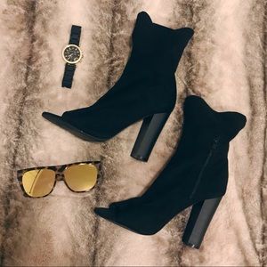 Black peep toe booties